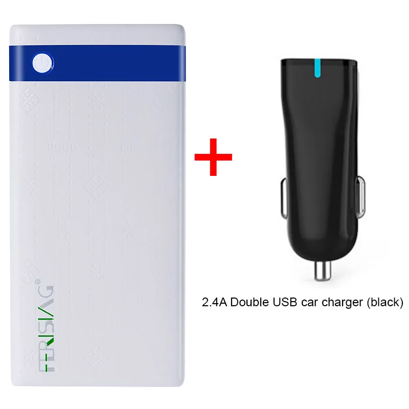with car charger Ёмкость) FERISING ультратонкий запасные аккумуляторы для телефонов 10000 мАч Dual USB внешний Pover полимерный китайская аккумуляторная батарея быстро зарядное устройство - Цвет: with car charger