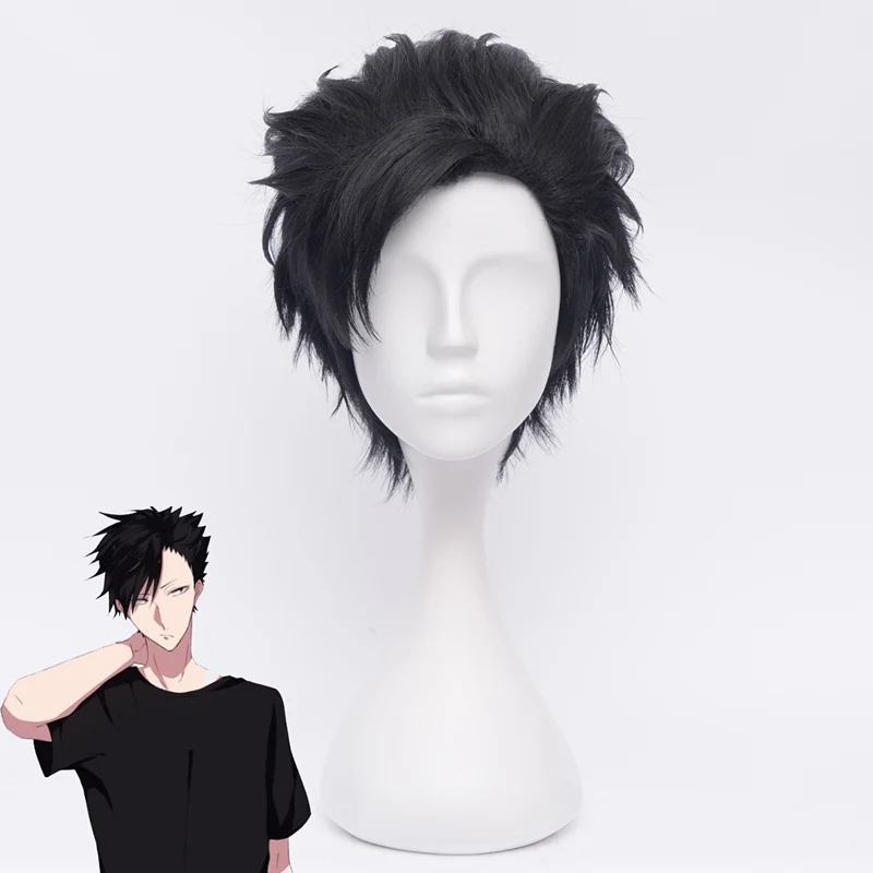 Кошмарным! Kuroo Tetsurou косплей парик 35 см короткие прямые термостойкие синтетические волосы аниме Хэллоуин костюм Вечерние черные - Цвет: Nishinoya Yuu