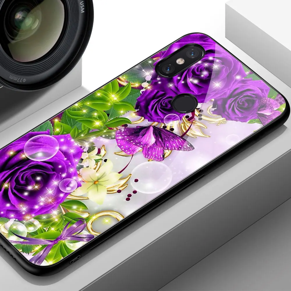 Чехол с красной розой для xiaomi mi 9, стеклянная задняя крышка, цветочный чехол для xiaomi 6 8 9 se 8 lite explorer mi x 2 2s 3 max 3