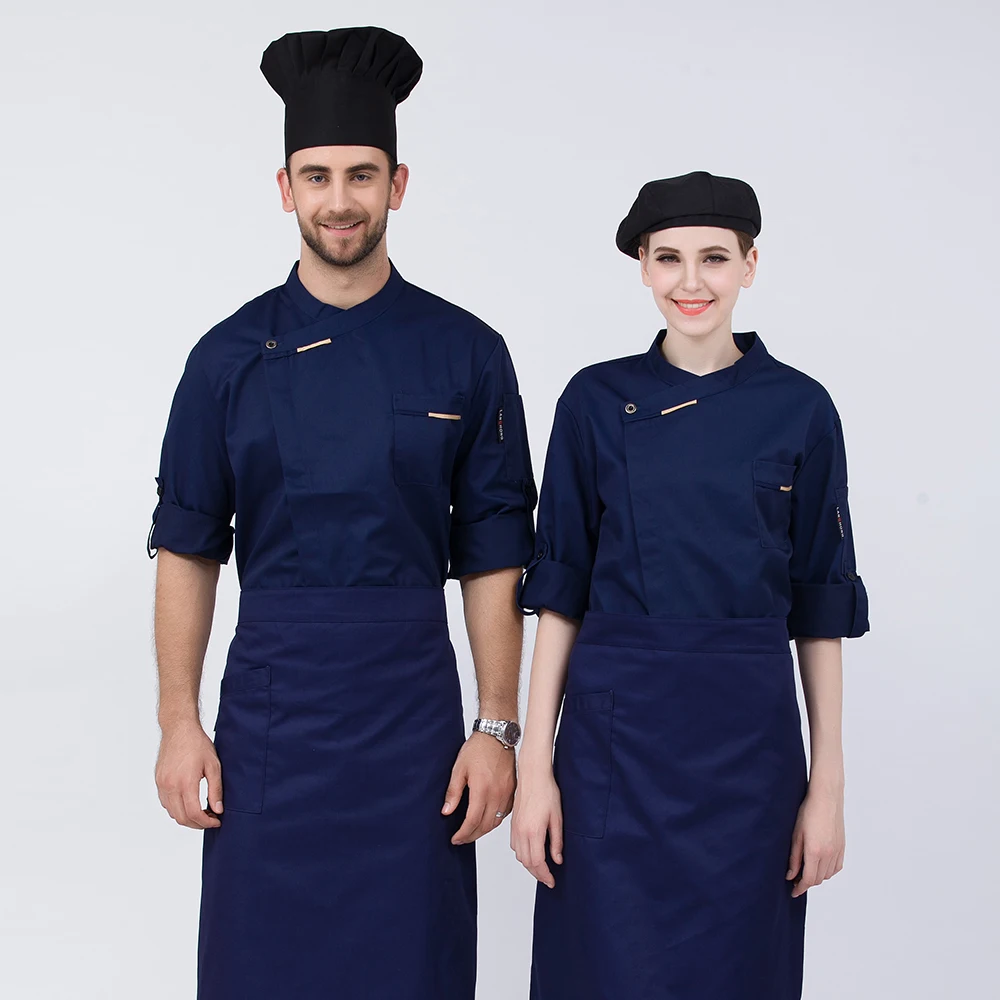 С длинными рукавами на одно плечо Высококачественная ресторанная кухня готовка топы Одежда для мужчин женщин шеф-повара Спецодежда Одежда для кафе