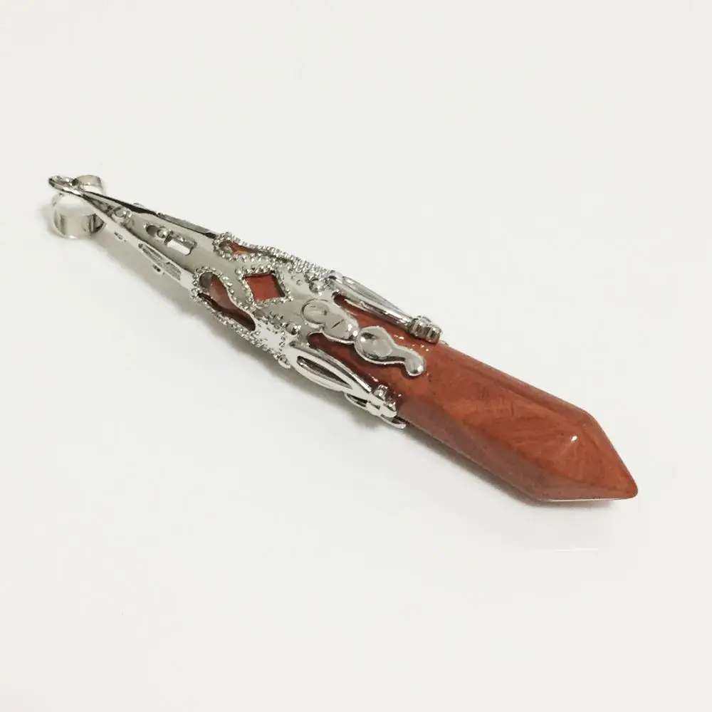 red stone Винтажные природные драгоценные камни подвеска в виде каменного маятника для divination Wicca чакра Рэйки Turquoises Jaspers Опал серьги из натурального аметиста каменные подвески - Окраска металла: red stone