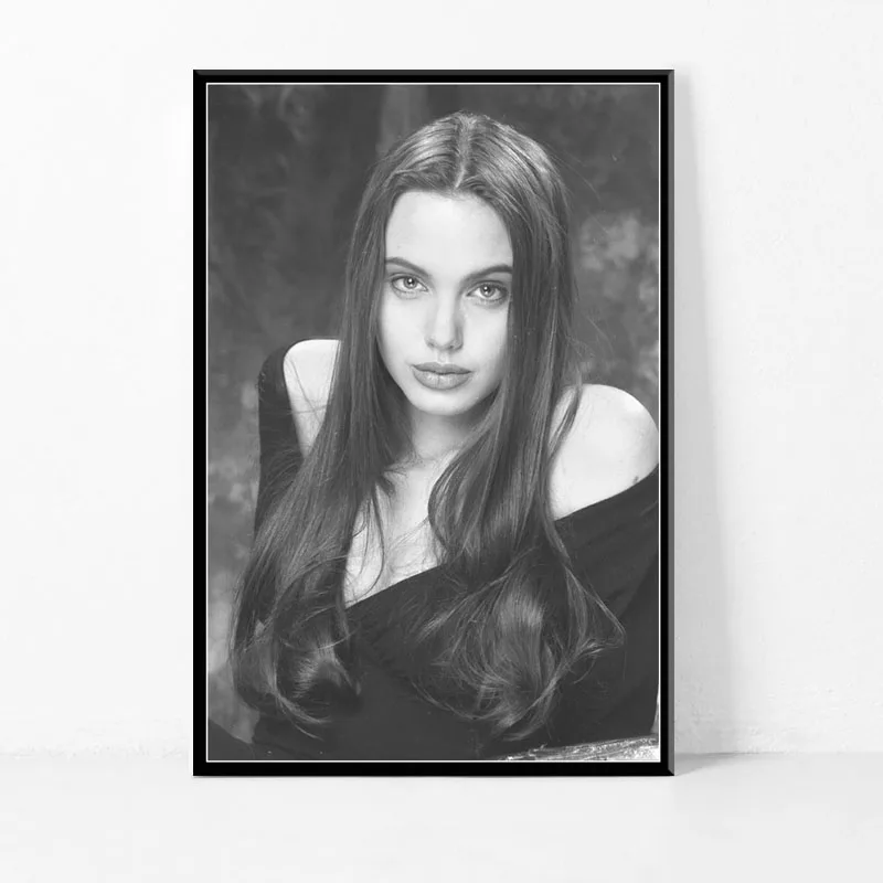 P692 Angelina Jolie Сексуальная популярная кинозвезда Acrtess черно-белая курительная художественная живопись Шелковый Холст плакат настенный домашний декор