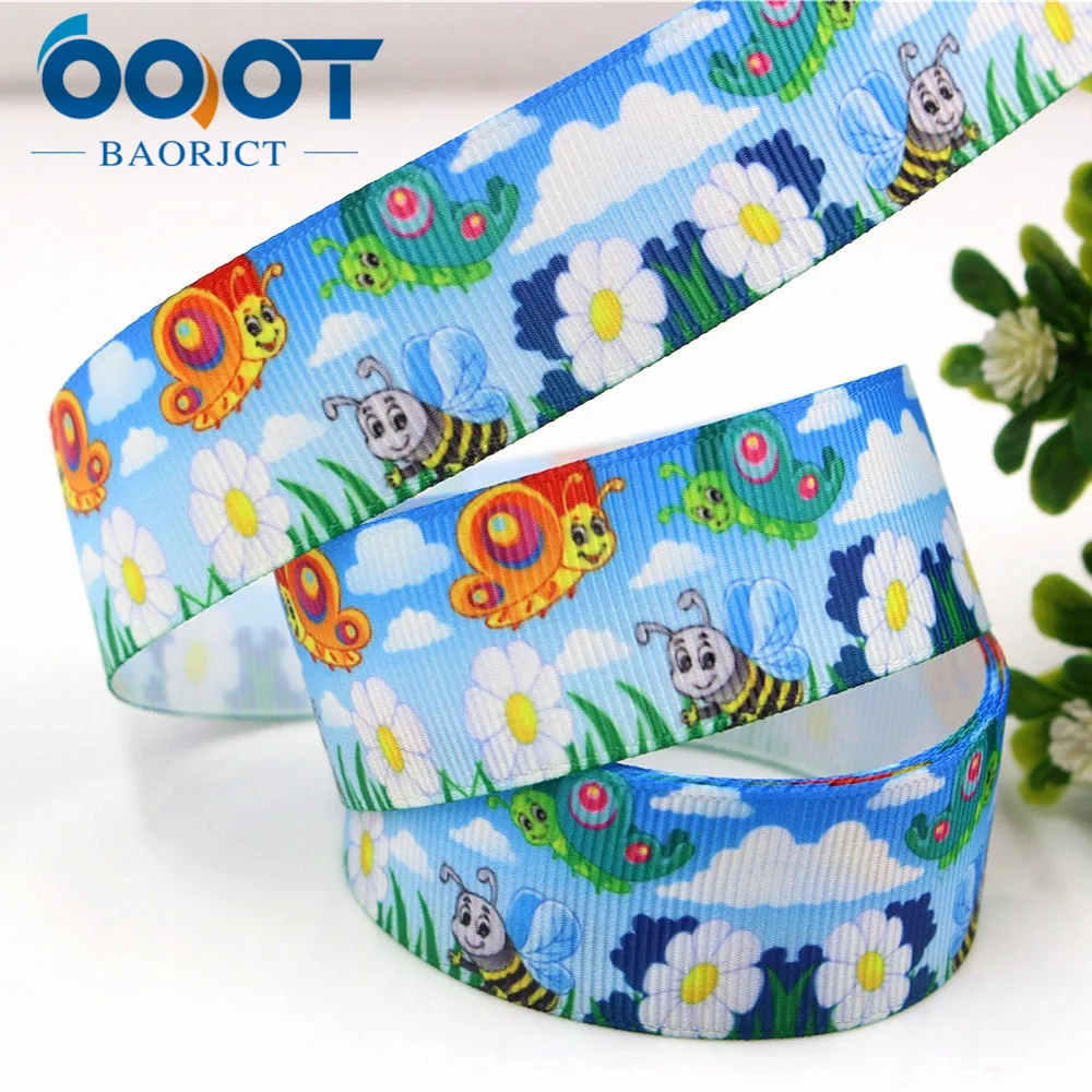 Ленты OOOT BAORJCT 176206 25 мм 10 ярдов Мультяшные термотрансферные печатные grosgrain