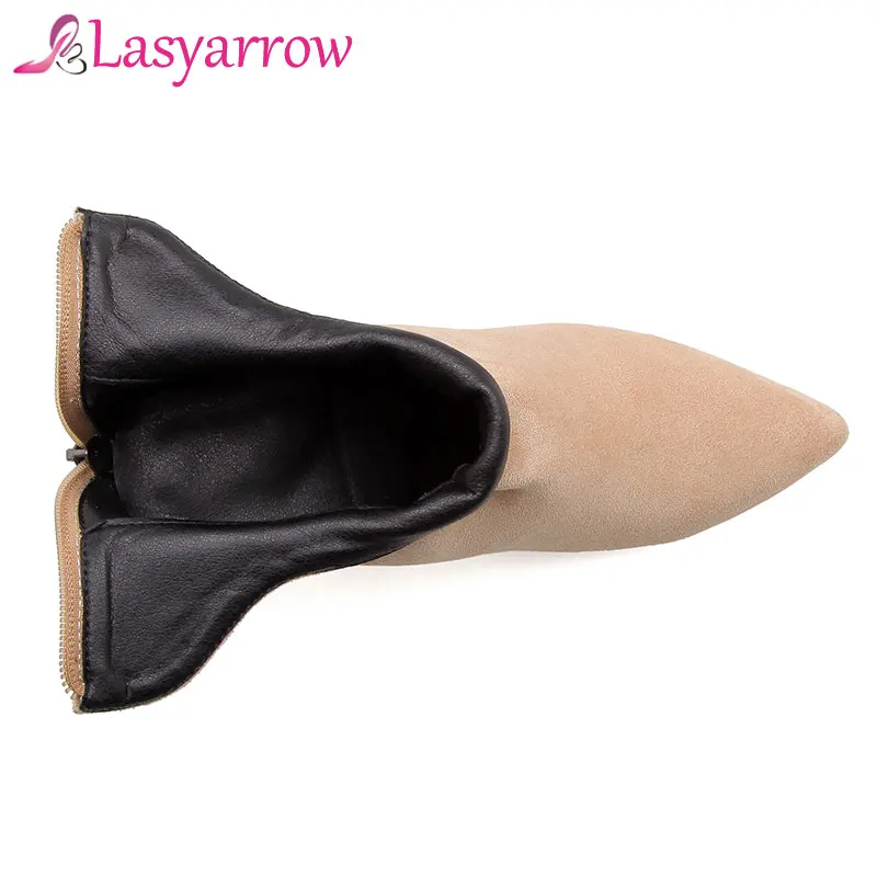 Lasyarrow/Офисная Женская обувь осенние ботильоны для женщин на молнии короткие