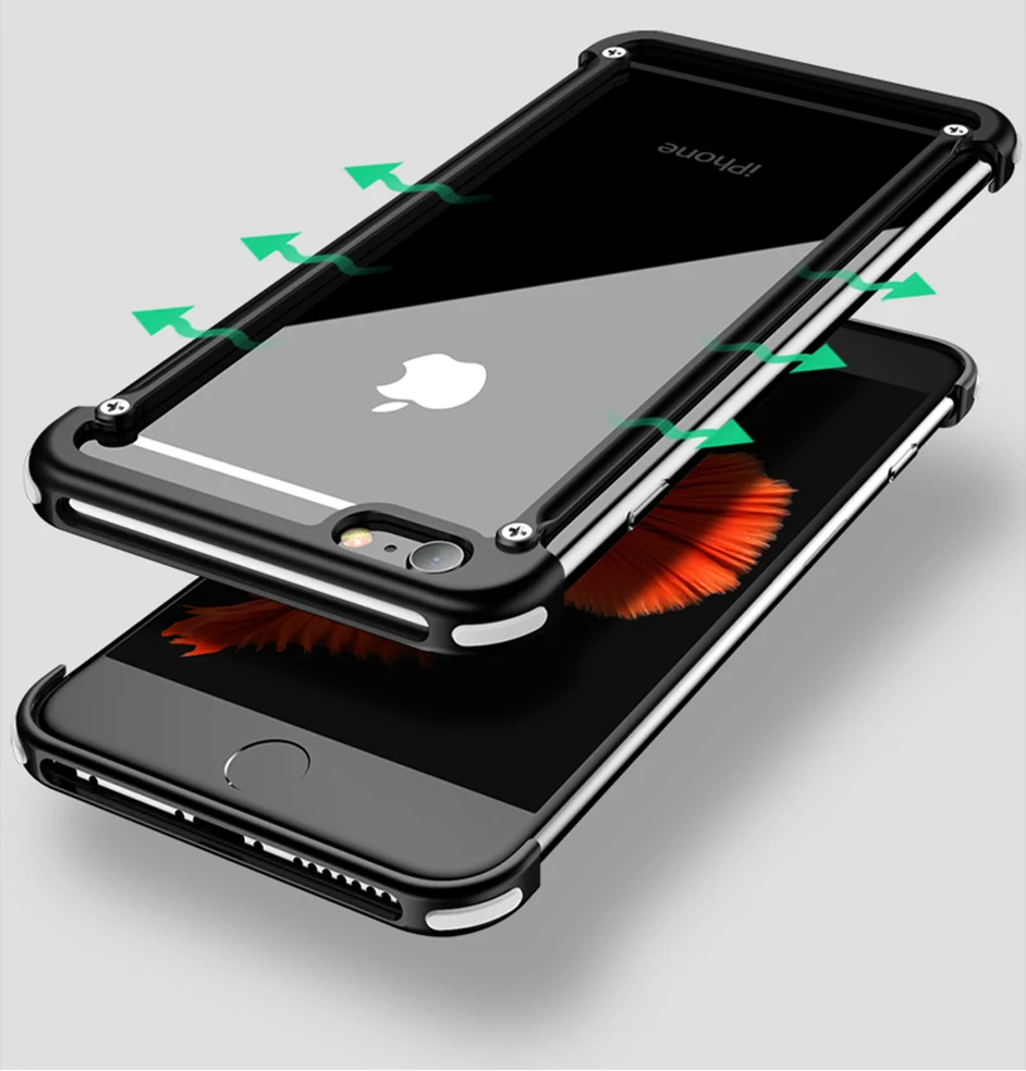 Роскошный металлический защитный чехол с подушкой безопасности для IPhone X 7 8 Plus, тонкий металлический чехол с подушкой безопасности для телефона
