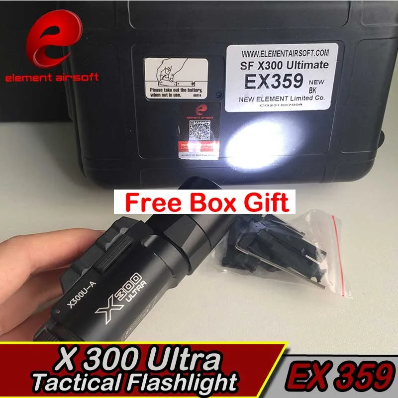 Element Tactical suprefir X300 светодиодный оружейный светильник Waffe lanterna страйкбол пистолет Wapens Glock охотничий Arsoft Armas Flash светильник - Цвет: Черный