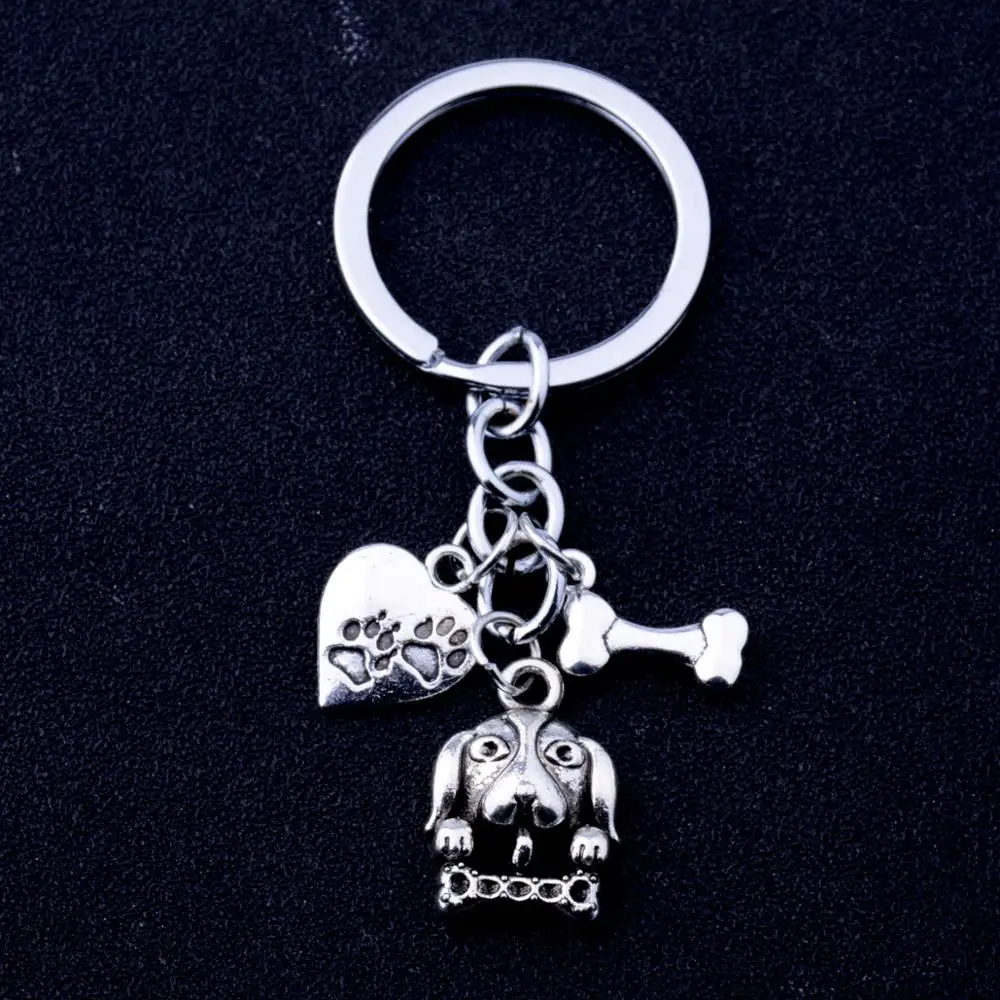 12PC Wholesale Lovely Dog Pet Bone Paw Heart Key Chain Women Men Animals Lover Keyring Family Friends Fashion Gifts New | Украшения и