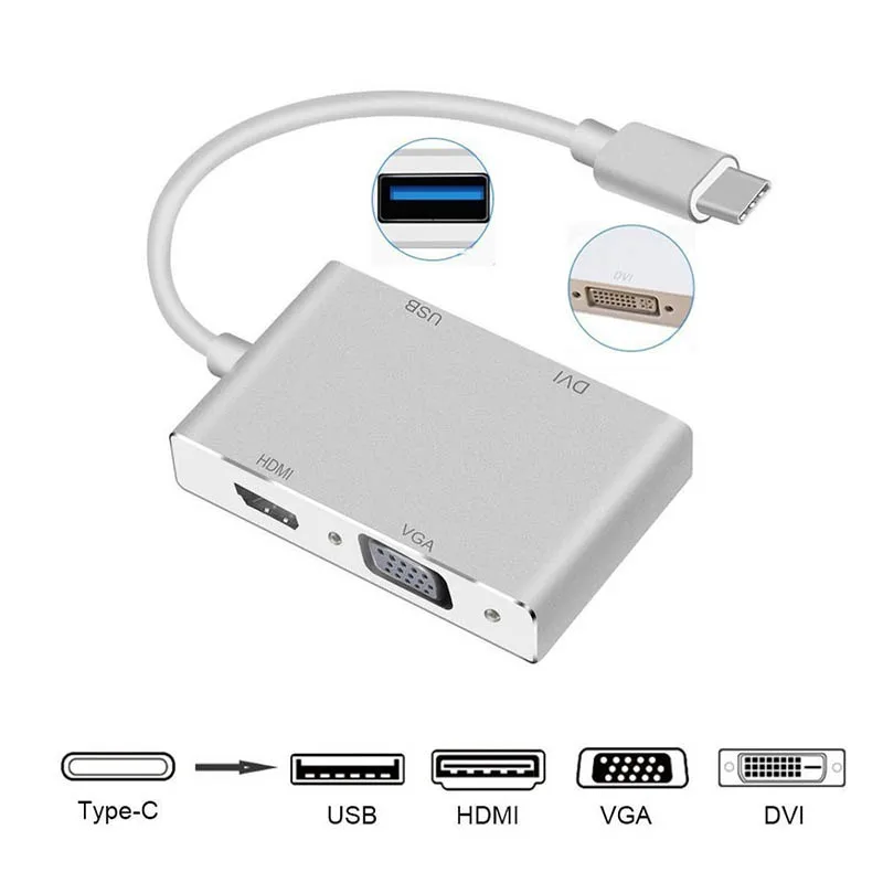 4 в 1 Type C USB 3 to USB-C 4K HDMI DVI VGA адаптер концентратор для MacBook ноутбука HSJ-19 | Электроника