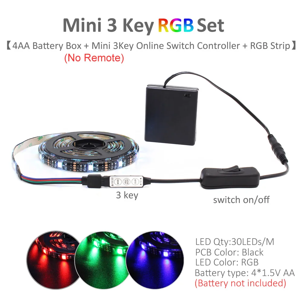 Светодиодная лента на батарейках 5050 RGB 2835 теплый холодный белый 1 м 2 м 3 м 4 м 5 м 5 в 6 в на батарейках светодиодный водонепроницаемая лента