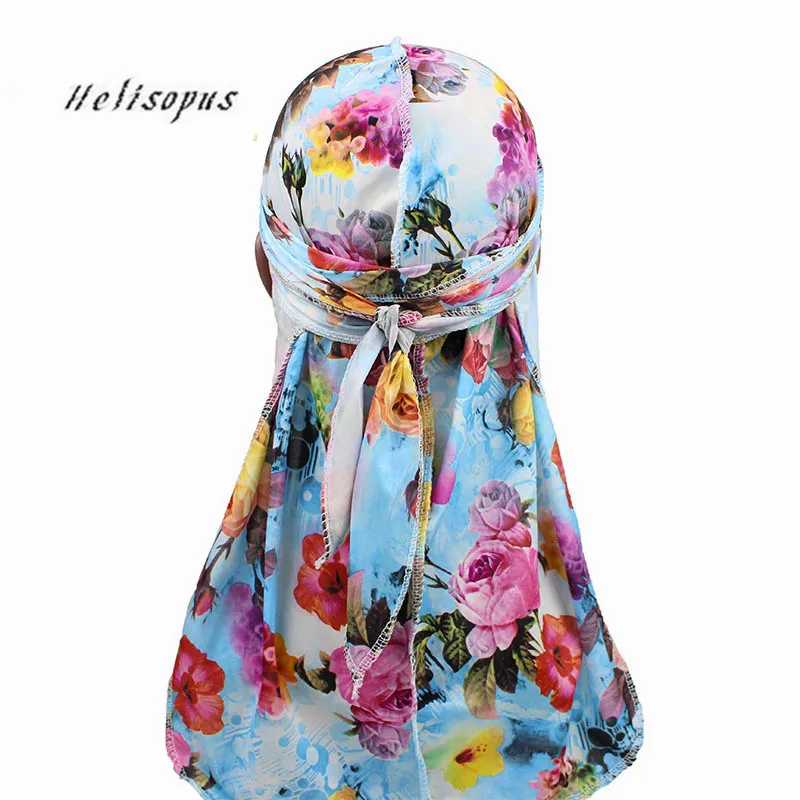 Helisopus новый принт шелковистые банданы длинный хвост пиратская шляпа тюрбан