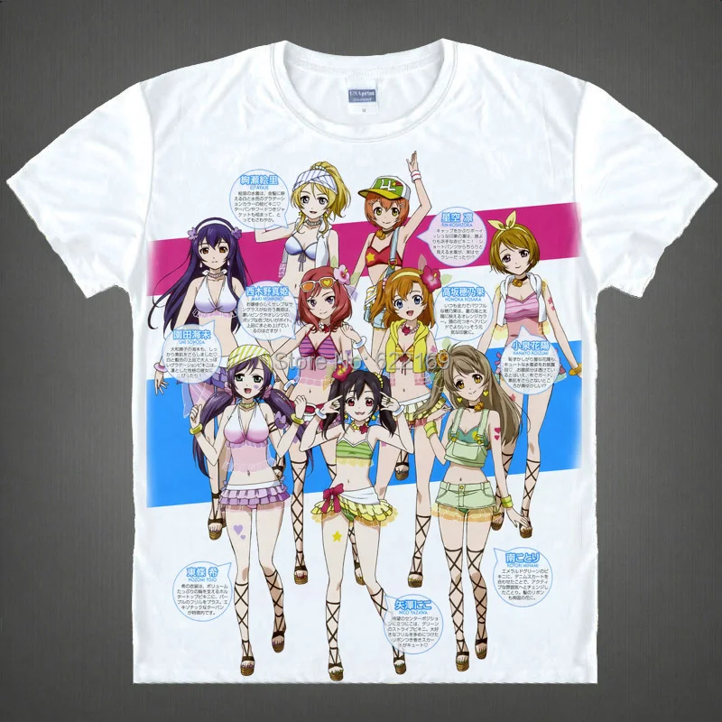 Футболка мужская с принтом Love Live Eli Honoka Maki тенниска японским известным