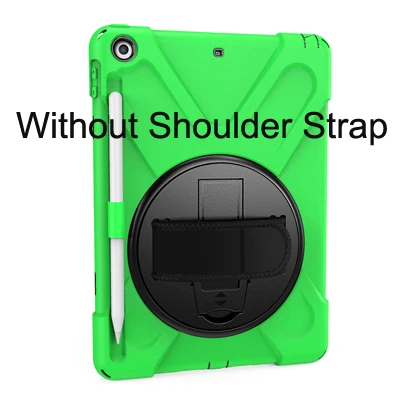 green Для ipad 9,7 дюймов / чехол с держателем карандаша, вращающийся на 360 градусов ремешок/подставка+ плечевой ремень для ipad 5th 6th - Цвет: green
