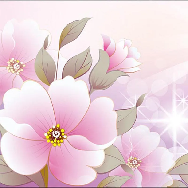 Современные розовые цветы фотообои гостиная телевизор диван спальня фон