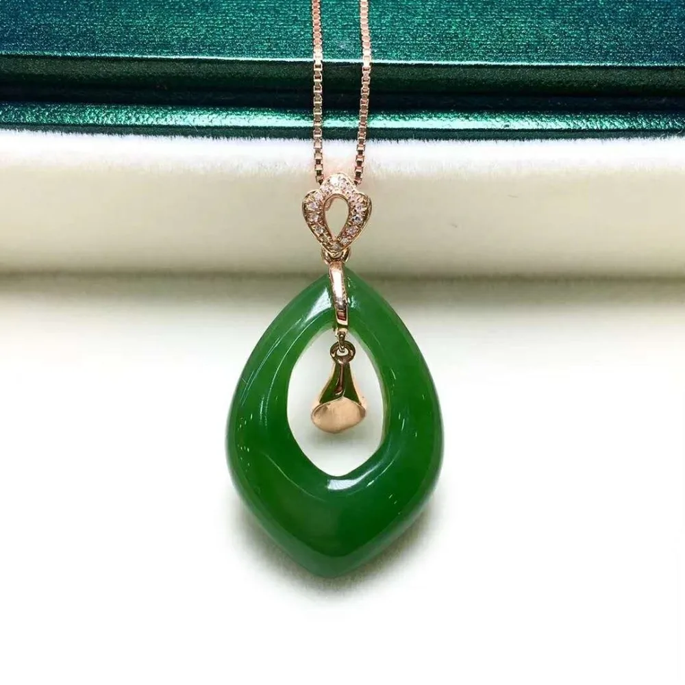 18K золото инкрустированные Hetian яшма капли воды pendantJ39 # |