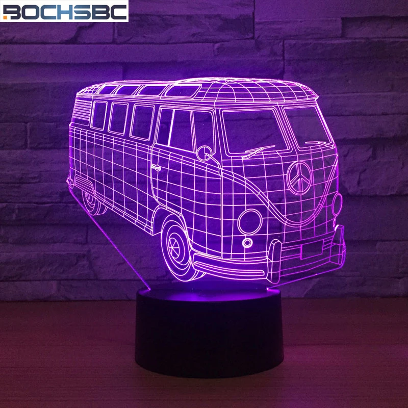3D ночник для школьного автобуса BOCHSBC светильник лампа 7 цветов изменяемая