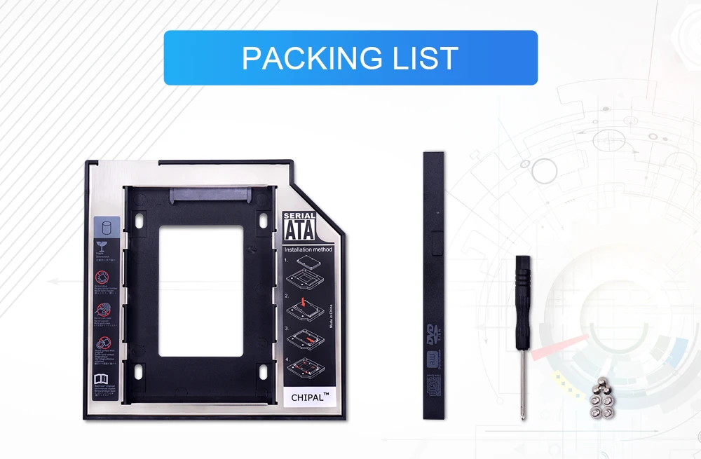 CHIPAL алюминиевый 2nd Second hdd Caddy 9,5 мм SATA 3,0 Optibay 2,5 ''SSD DVD CD-ROM корпус адаптер Жесткий диск чехол коробка