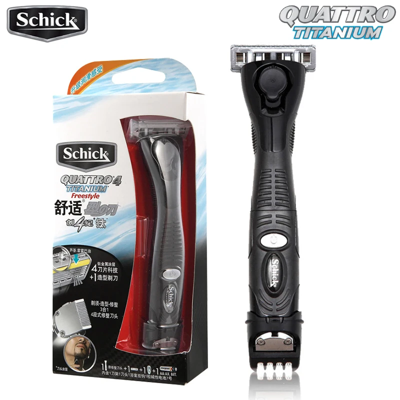 Оригинальный набор титановых бритв Schick Quattro с электрическим триммером для волос