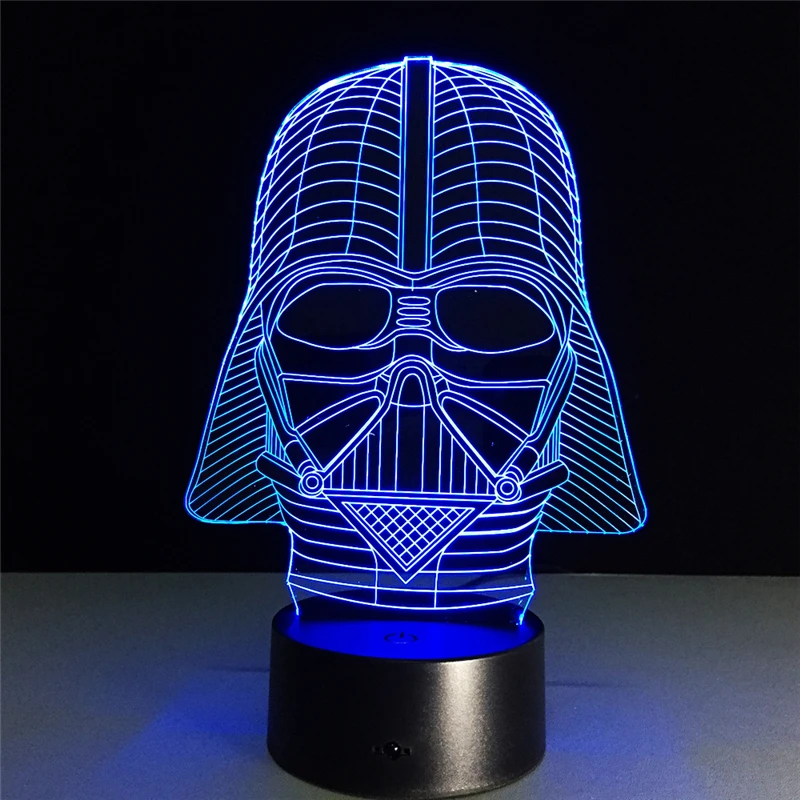 3D Звездные войны черный воин Новинка ночные огни 7 цветов пеленальный столик, лампа визуальные фары Настольная лампа светодиодный украшения подарок для детей