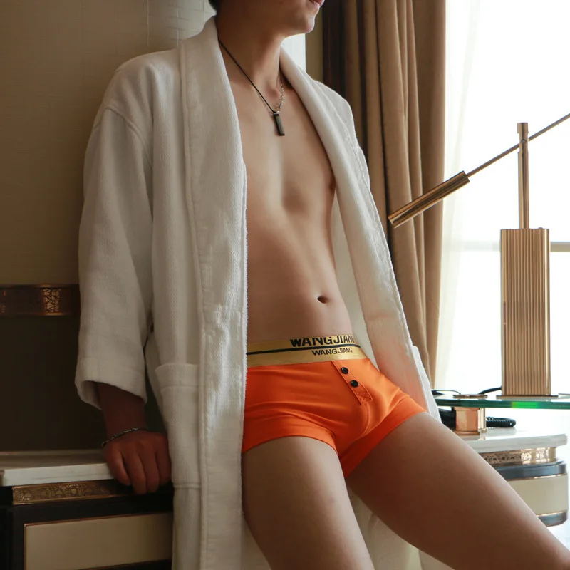 3pcs/lot WJ genuine men's underwear waist U convex gold buttons tight cotton nouveau riche sexy boxer | Мужская одежда