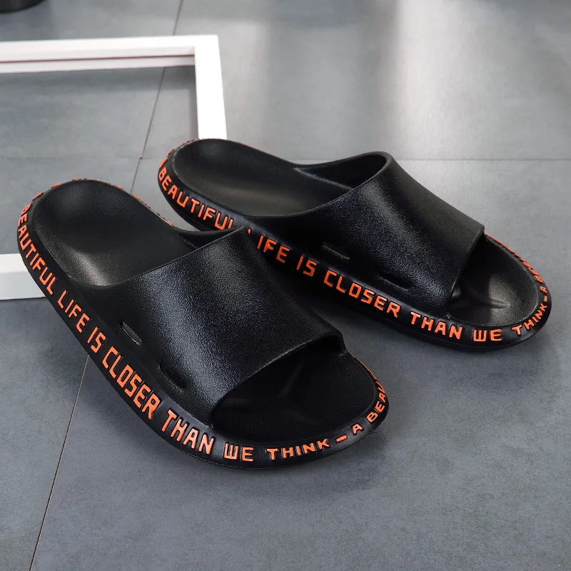 Модные мужские слиперы с надписью сбоку из ЭВА мужская обувь женские парные