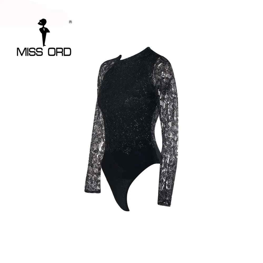 Комбинезон Missord с длинным рукавом и о вырезом блестками FT4384 2020|sequin bodysuit|sequin
