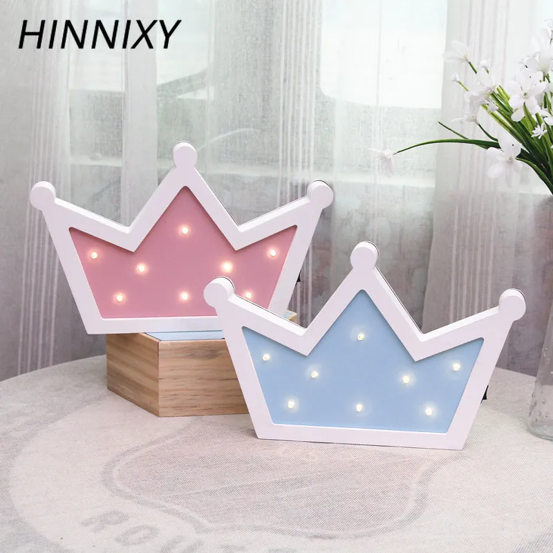 Hinnixy, нордическая Корона, моделирующая Ночная лампа, деревянный Настольный настенный декоративный светильник с рисунком, для детей, для спальни