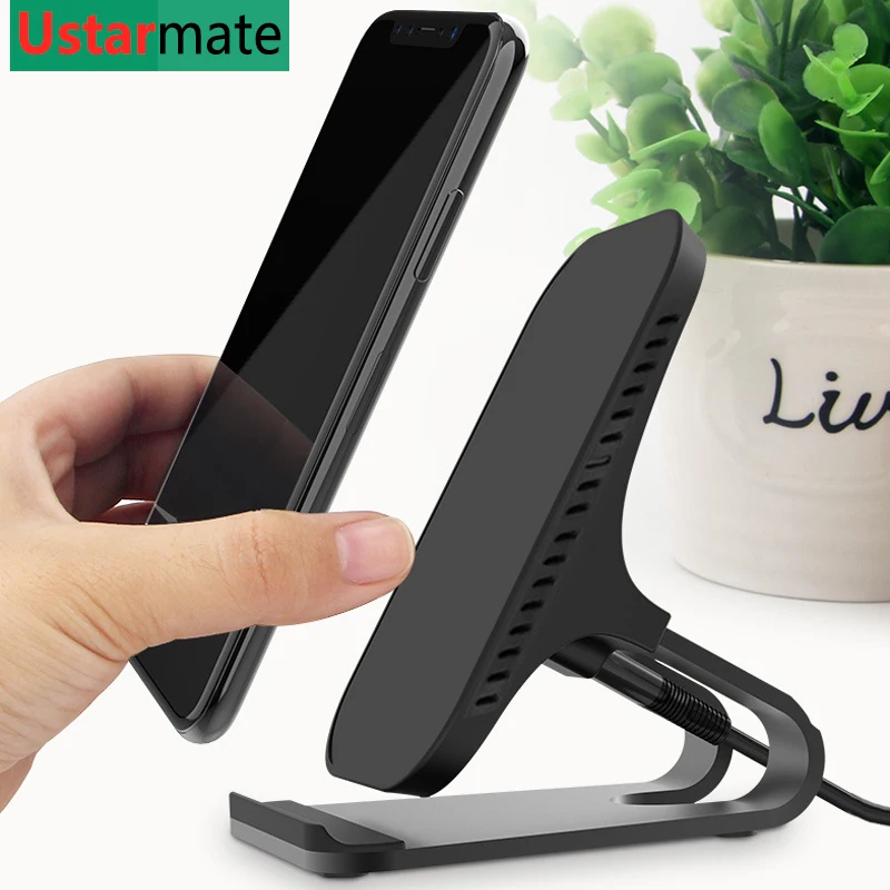 Qi Беспроводное зарядное устройство Быстрая быстрая зарядка подставка для iPhone X Xs