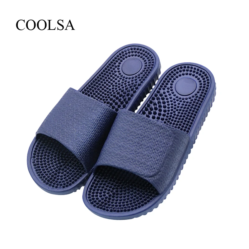 COOLSA/мужские брендовые одноцветные тапочки; домашние Нескользящие массажные тапочки для пар; пляжные шлепанцы Zapatillas De Masaje; Лидер продаж