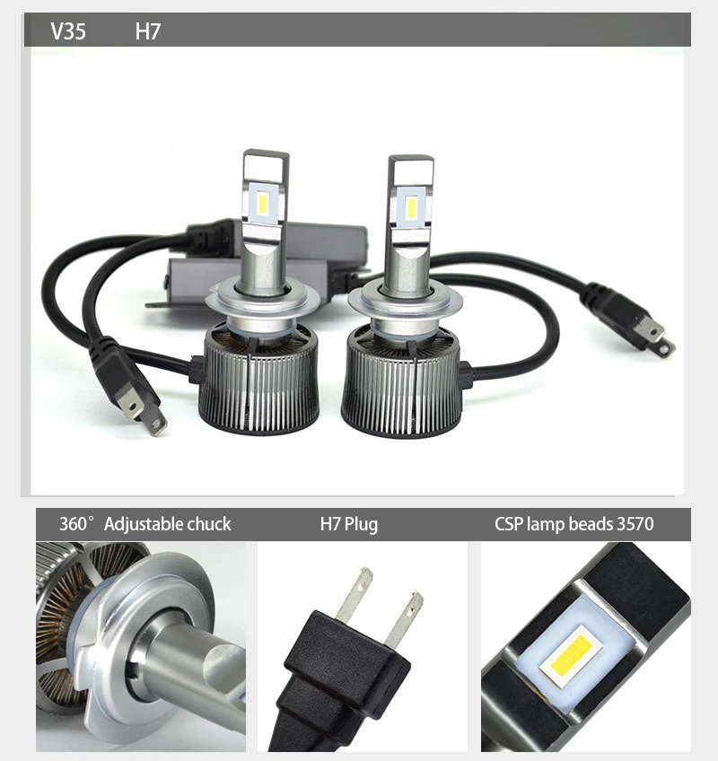 V35 H7 Led Canbus H1 H4 H8 H11 9005HB3 9006HB4 H7 светодиодные лампы 100 Вт 20000лм 6500 к CSP H7 светодиодная лампа турбо мини размер Автомобильная фара