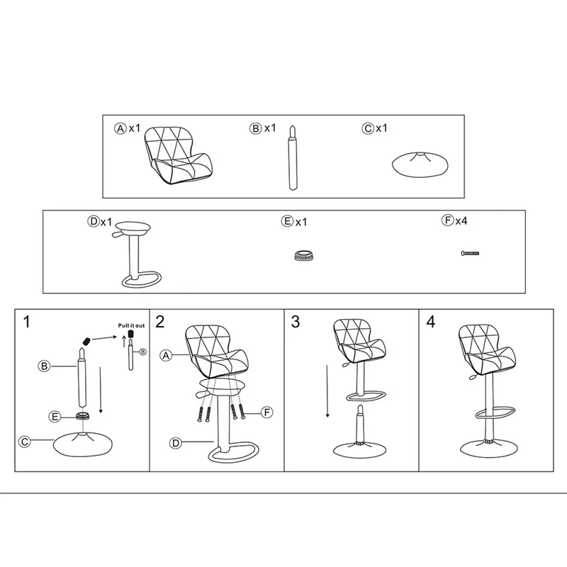 Барные стулья 2 шт./компл. современные регулируемые барные из синтетической кожи