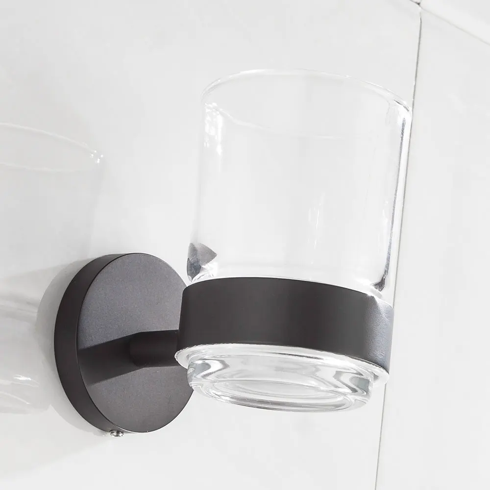 Matte Black Single Toothbrush Glass Cups Holder SUS 304 Stainless Steel Toorhbrush Cup Holders Bathroom Accessories |