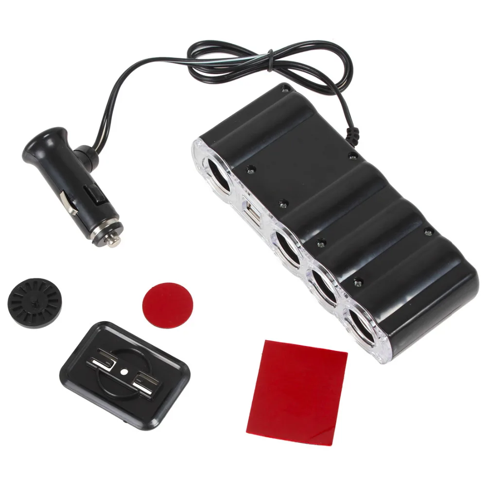 Автомобильное зарядное устройство с 4 розетками 12 24 В|cigarette lighter socket splitter|lighter