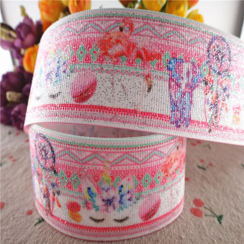 1-1/" 38 мм 5 ярдов блестящие Серебристые напечатанные ленты grosgrain самодельные банты для волос лента ручной работы материалы MD18021004
