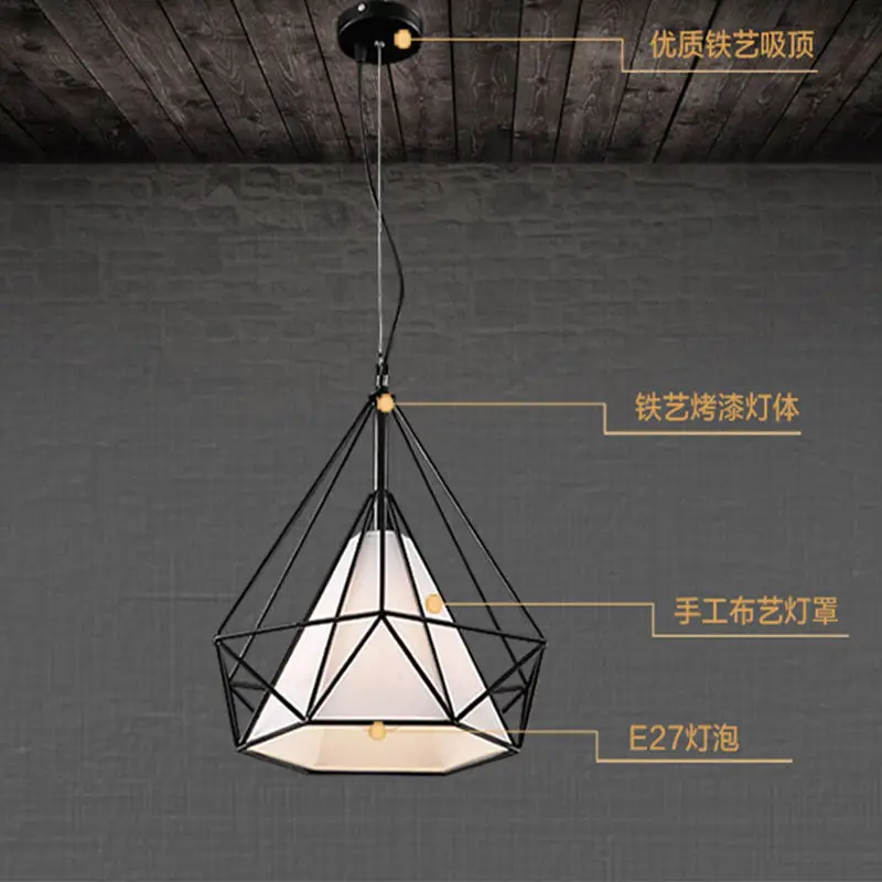 Винтажный потолочный светодиодный светильник E27 в стиле ретро железная столовая