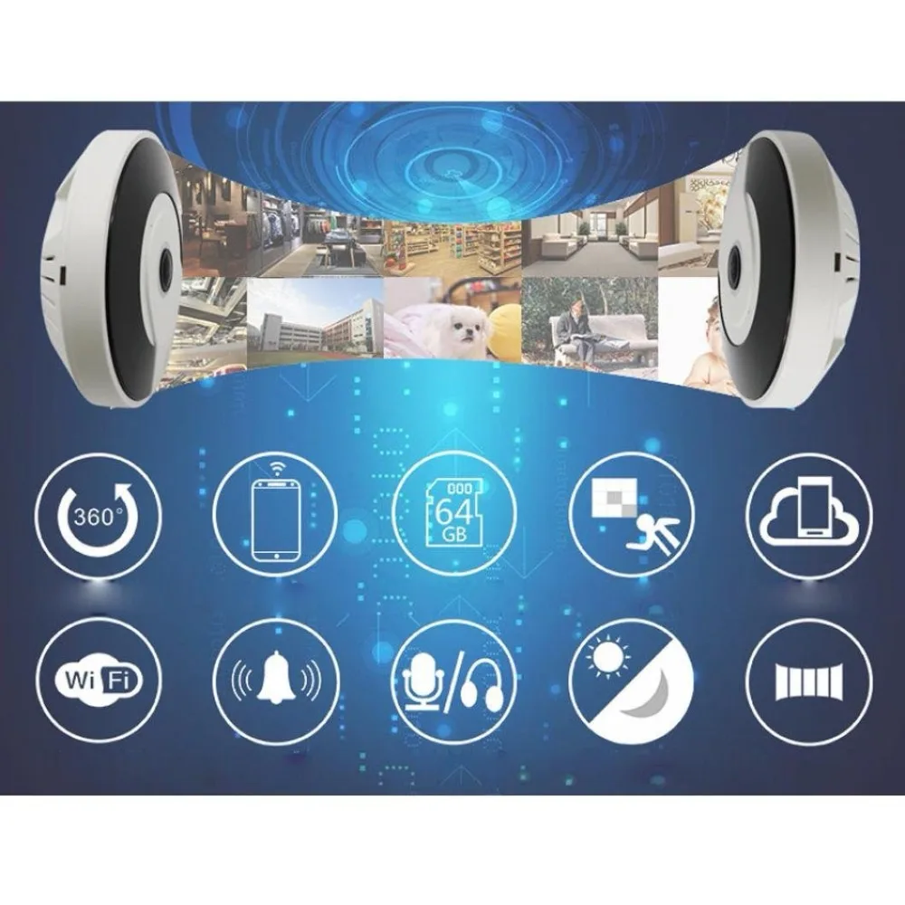 Kruiqi 360 градусов панорамная HD 3MP камера беспроводная ip безопасности с ИК ночным