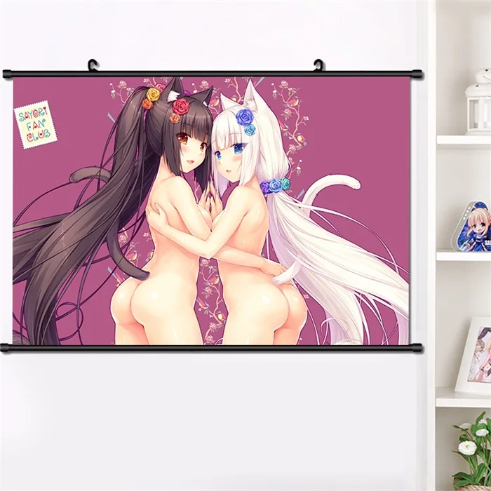 W Аниме NEKOPARA Chocolat ванильный Azuki кокосовый настенный Свиток Плакат манга настенные подвесные плакаты модное украшение дома 40*60 см - Цвет: W