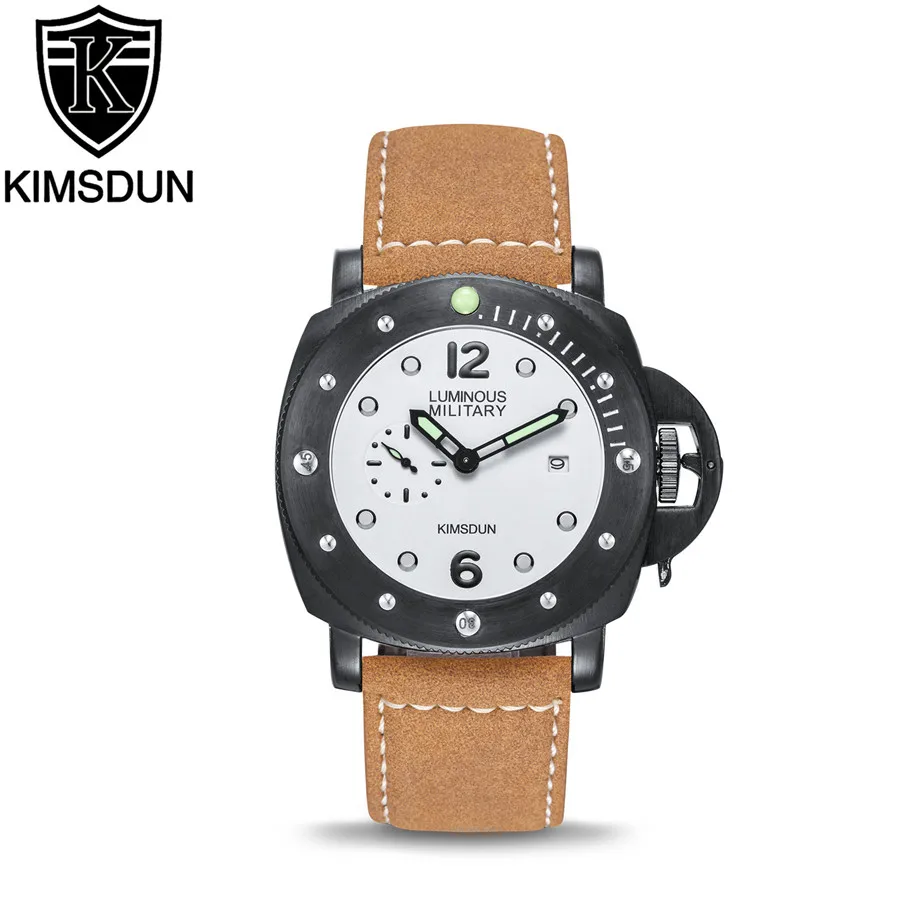 KIMSDUN лучший бренд класса люкс мужские кварцевые модные кожаный ремешок для часов