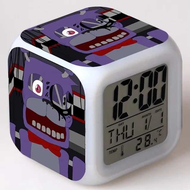 FNAF мир цифровой будильник Ночной светильник светодиодный 7 цветов Изменение reloj despertador de cabeceira пять ночей у Фредди детские часы - Цвет: Бургундия