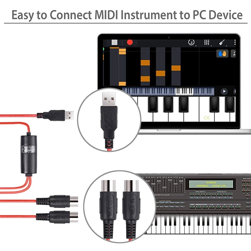 5 контактный Midi USB кабель адаптер конвертер для Windows Ios ноутбука музыки