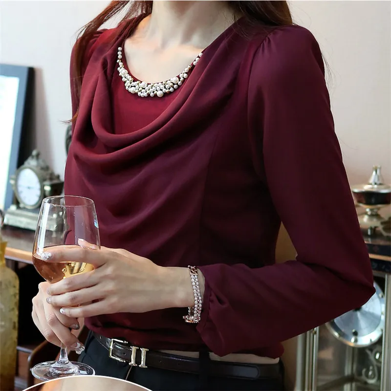 Блузка VogorSean Женская повседневная элегантная с длинным рукавом|chiffon blouse|chiffon blouses
