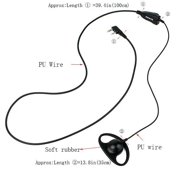 D Форма Мягкий ушной крючок наушник 2Pin PTT Микрофон Гарнитура для Kenwood для Baofeng UV-5R 888S Retevis H777 RT5 RT5R для TYT для Puxing