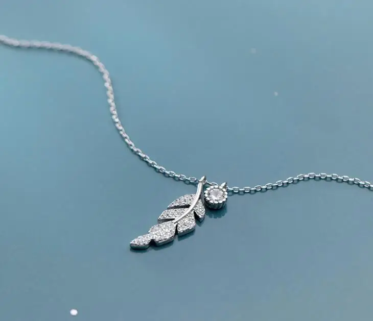 1 шт., Настоящее серебро пробы, 925, хорошее ювелирное изделие, белое cz AAA+ ветка листьев, крылья птиц, ожерелье, GTLX1925