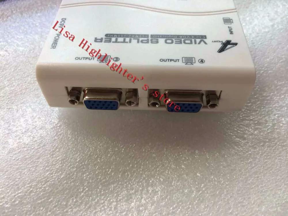 2pc White 1 to 4 ports way VGA video splitter duplicator 250mhz split screen device cascadedable Boots Video Signals up 65m | Электроника