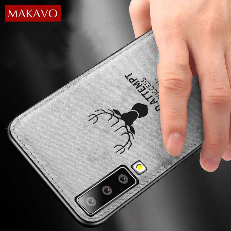 MAKAVO для Samsung Galaxy A7 2018 A750 чехол Ретро ткань текстура мягкий телефона чехлы