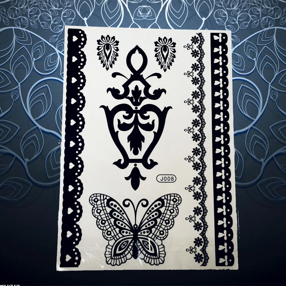 1 шт. сексуальный боди арт черная бабочка тату цветок рука кружева браслет