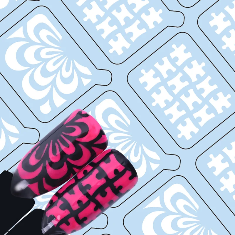 Виниловая трафаретная наклейка для дизайна ногтей 20 наконечников 1 лист клей