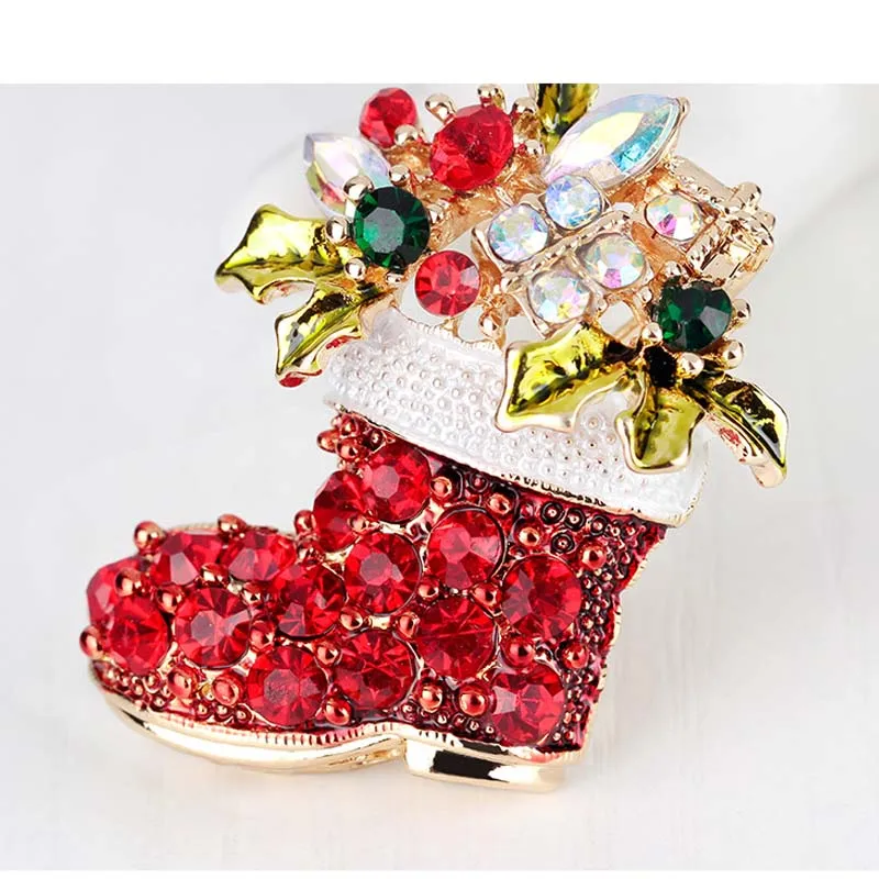 Горячая продажа красный цветок кристалл рождественские броши для обуви булавки