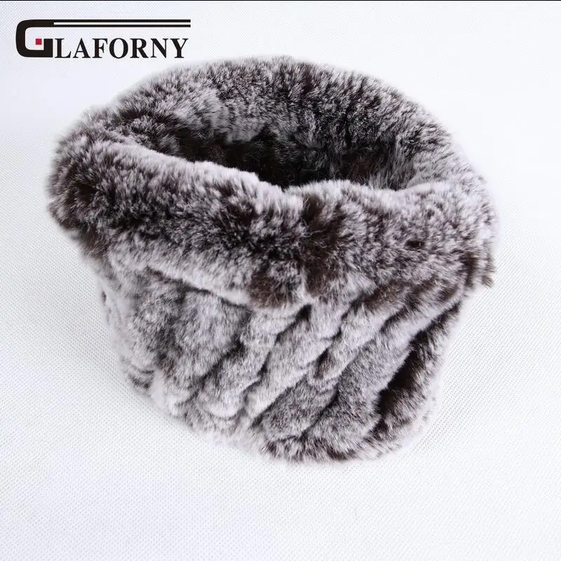 Glaforny, вязаный шарф из кроличьего меха, кольцо,, настоящий кролик рекс, повязки для волос, женская зимняя мода, меховое ожерелье, 35 цветов - Цвет: coffee ST