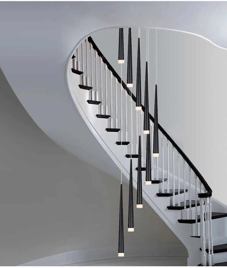 値段 LED ペンダントランプミラノスパイラルペンダントライトシンプルなロングスパイラル階段照明北欧スタイル DIY ホールデュプレックス建物