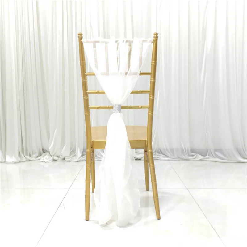 100 шт. Бесплатная доставка белый шифоновый стул Chiavari Sash с бриллиантами для